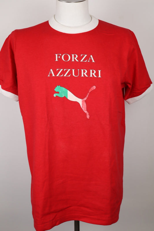 PUMA MAGLIA FORZA AZZURRI COTONE UOMO L MAN T- SHIRT CASUAL VINTAGE COTTON LOGO