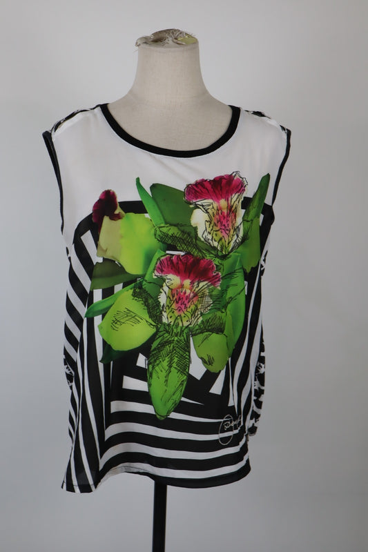 DESIGUAL MAGLIA CANOTTA DONNA TG. M WOMAN CASUAL VINTAGE T-SHIRT TOP