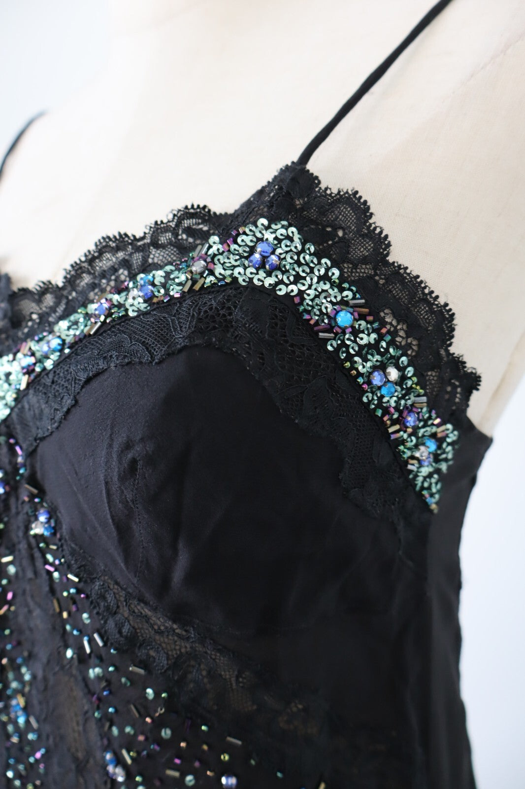 MAGLIA SLIP TOP DONNA M/L WOMAN T-SHIRT IN PIZZO GLITTER SEXY VINTAGE Y2K 2000'S