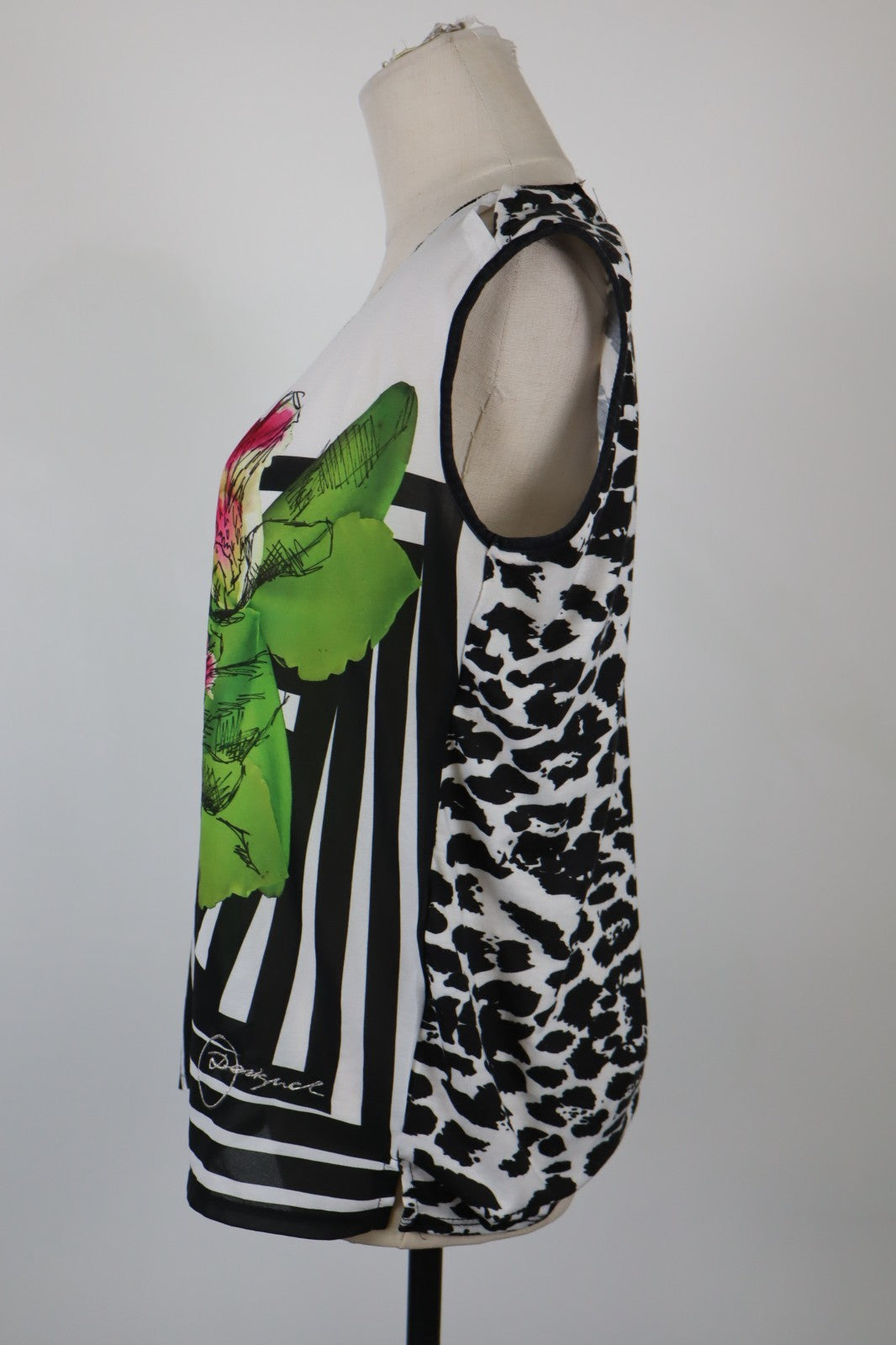 DESIGUAL MAGLIA CANOTTA DONNA TG. M WOMAN CASUAL VINTAGE T-SHIRT TOP