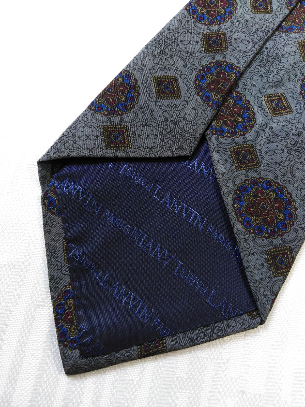 LANVIN PARIS 100% SETA SILK TIE CRAVATTA NECKTIE MADE ITALY VINTAGE CLASSIC