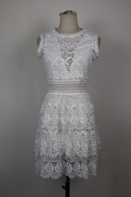 GUESS VESTITO DONNA TG. S WOMAN CASUAL VINTAGE DRESS ABITO IN PIZZO CERNIERA