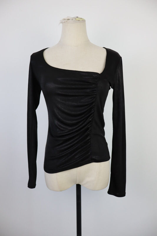 MAGLIA CROP TOP DONNA M WOMAN T-SHIRT SATINATO CYBER MALLCORE VINTAGE Y2K 2000'S