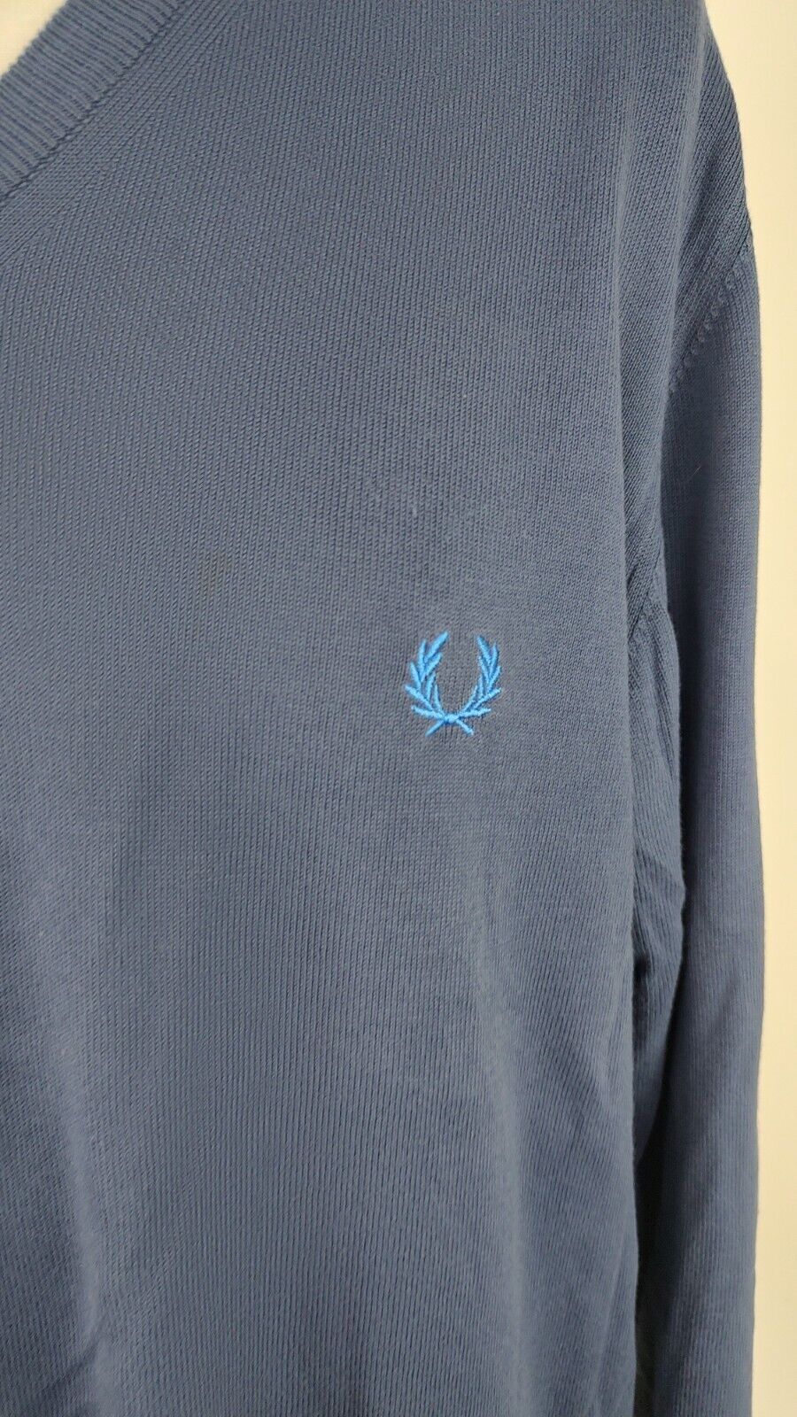 FRED PERRY MAGLIONE COTONE BLU VINTAGE UOMO Tg. XL MAN SWEATER CASUAL