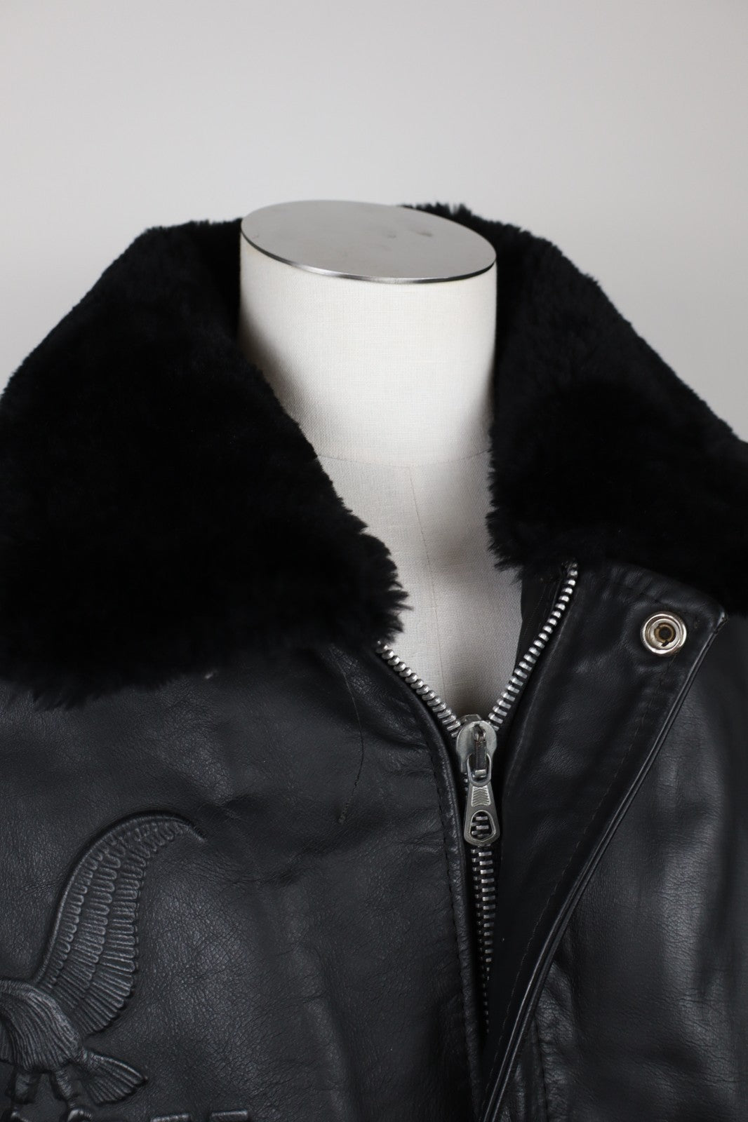 US FORCE GIUBBINO PELLE GIACCA UOMO Tg 56 MAN VINTAGE LEATHER JACKET IMBOTTITO