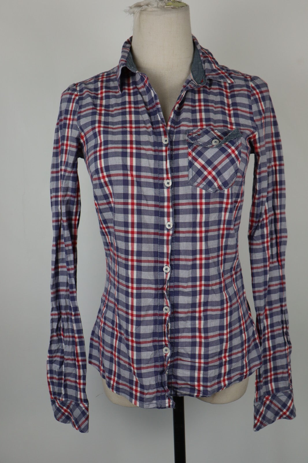 TOMMY HILFIGER CAMICIA DONNA TG. XS WOMAN SHIRT CASUAL VINTAGE COTONE COTTON