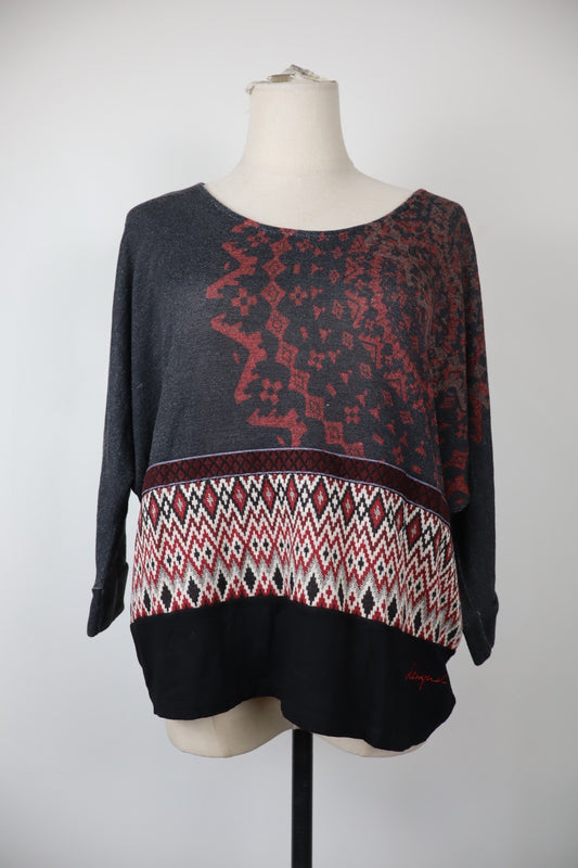 DESIGUAL MAGLIA DONNA TG. M WOMAN CASUAL VINTAGE T-SHIRT  TOP BLUSA