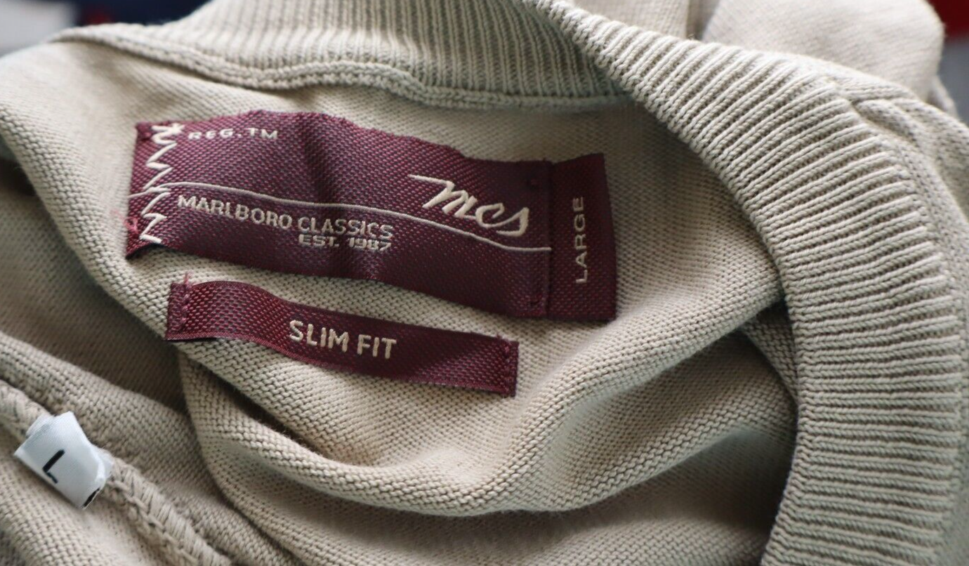 MARLBORO CLASSICS MAGLIONE SMANICATO COTONE GILET UOMO Tg. L SWEATER MAN CASUAL