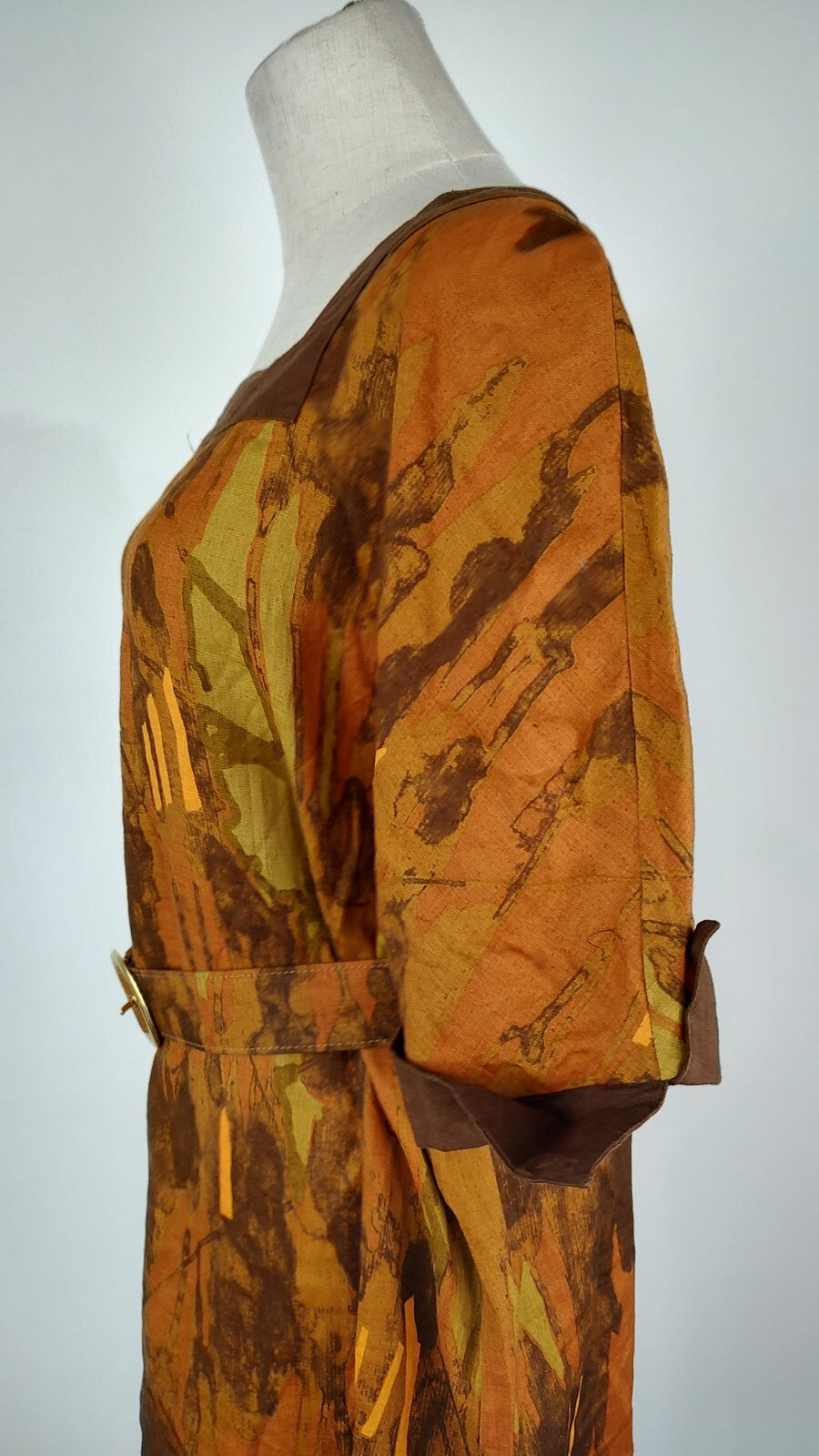 MARINA RINALDI VESTITO DONNA TG. 17 WOMAN CASUAL VINTAGE DRESS LINO