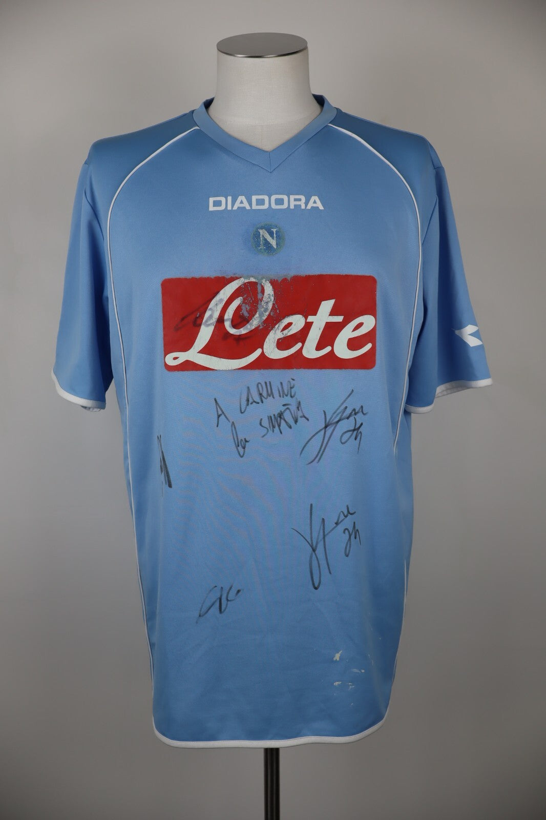 DIADORA NAPOLI MAGLIA CALCIO UOMO Tg XL TRIKOT JERSEY AUTOGRAFI 2007/08