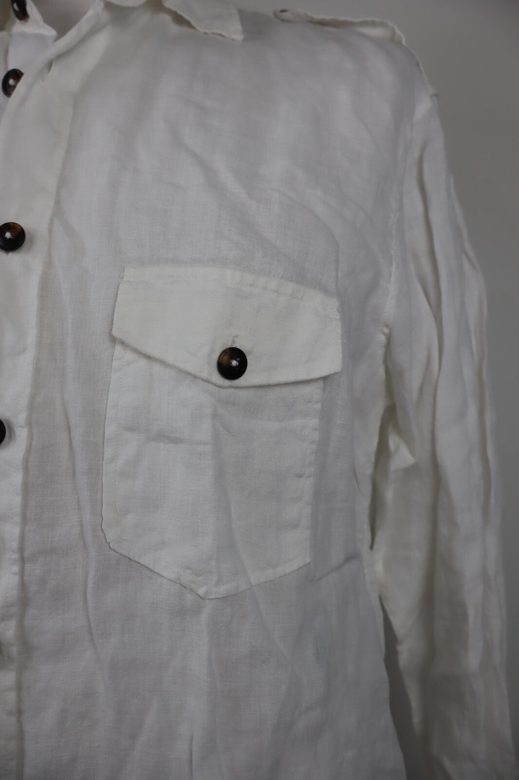 LIU JO CAMICIA UOMO LINO TG. 16 41 MAN CASUAL VINTAGE LINEN SHIRT BIANCO BOTTONI