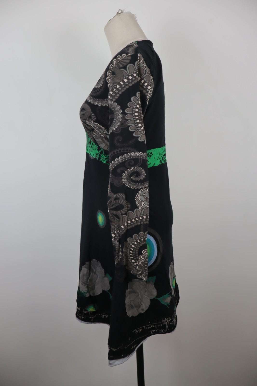 DESIGUAL VESTITO MANICA LUNGA DONNA TG. L WOMAN CASUAL VINTAGE DRESS ABITO LOGO