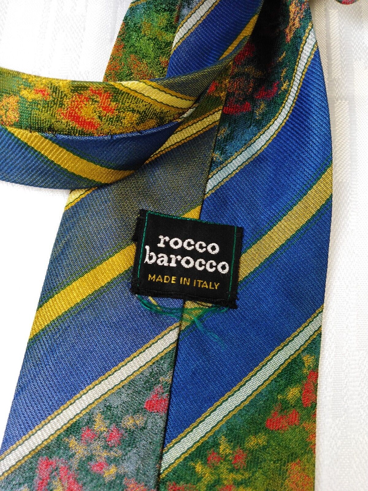 ROCCOBAROCCO 100% SETA SILK TIE CRAVATTA NECKTIE ITALY VINTAGE CLASSIC