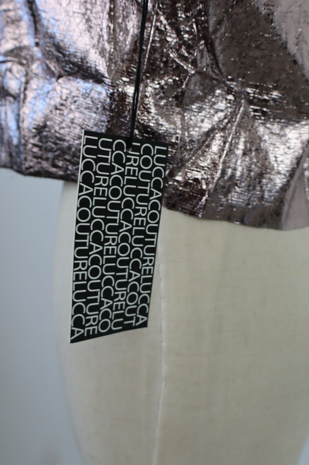 MAGLIA CROP TOP DONNA TG L T-SHIRT INDIE METALLIZZATO FUTURISTICO Y2K 2000'S