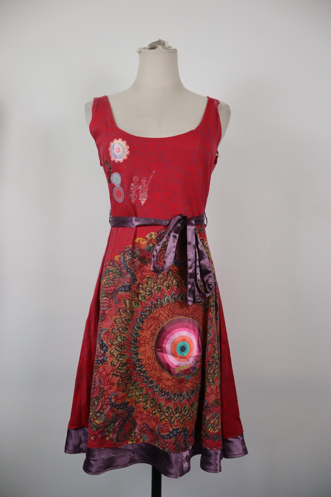 DESIGUAL VESTITO DONNA TG. L WOMAN CASUAL VINTAGE DRESS COTONE