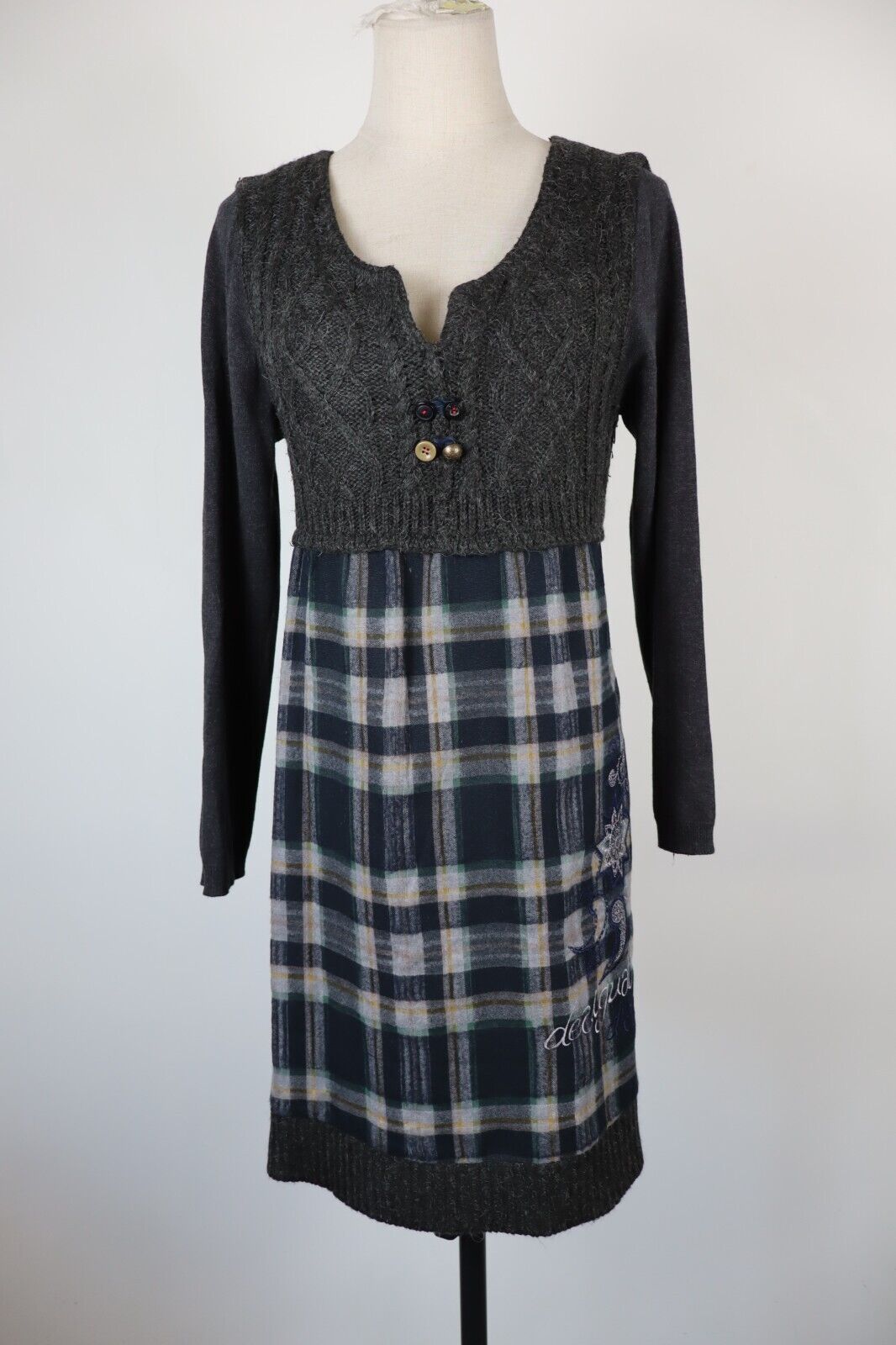 DESIGUAL VESTITO ABITO DONNA TG. M  WOMAN CASUAL VINTAGE DRESS LANA WOOL