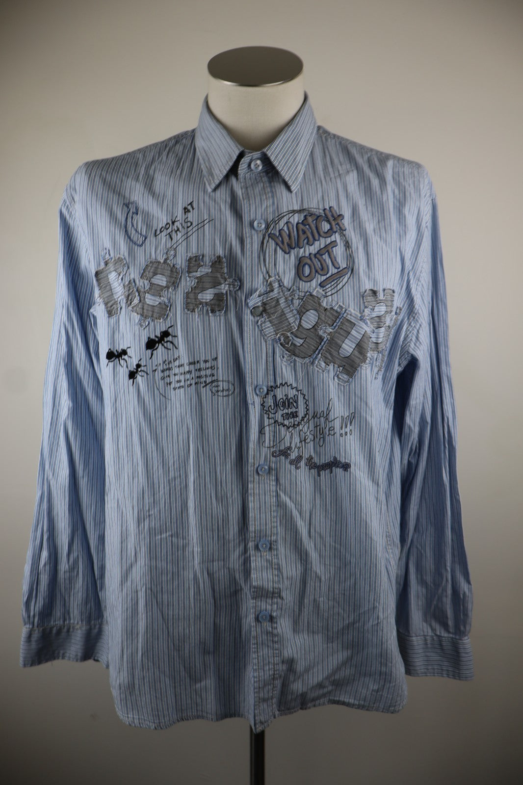 DESIGUAL CAMICIA SHIRT UOMO TG XL MAN VINTAGE CASUAL LOGO COTONE