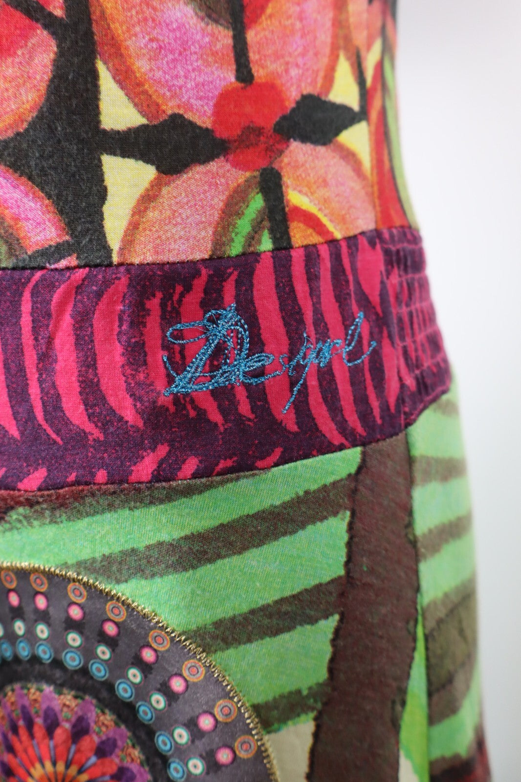 DESIGUAL VESTITO ABITO MEZZE MANICHE DONNA TG. M WOMAN CASUAL VINTAGE DRESS