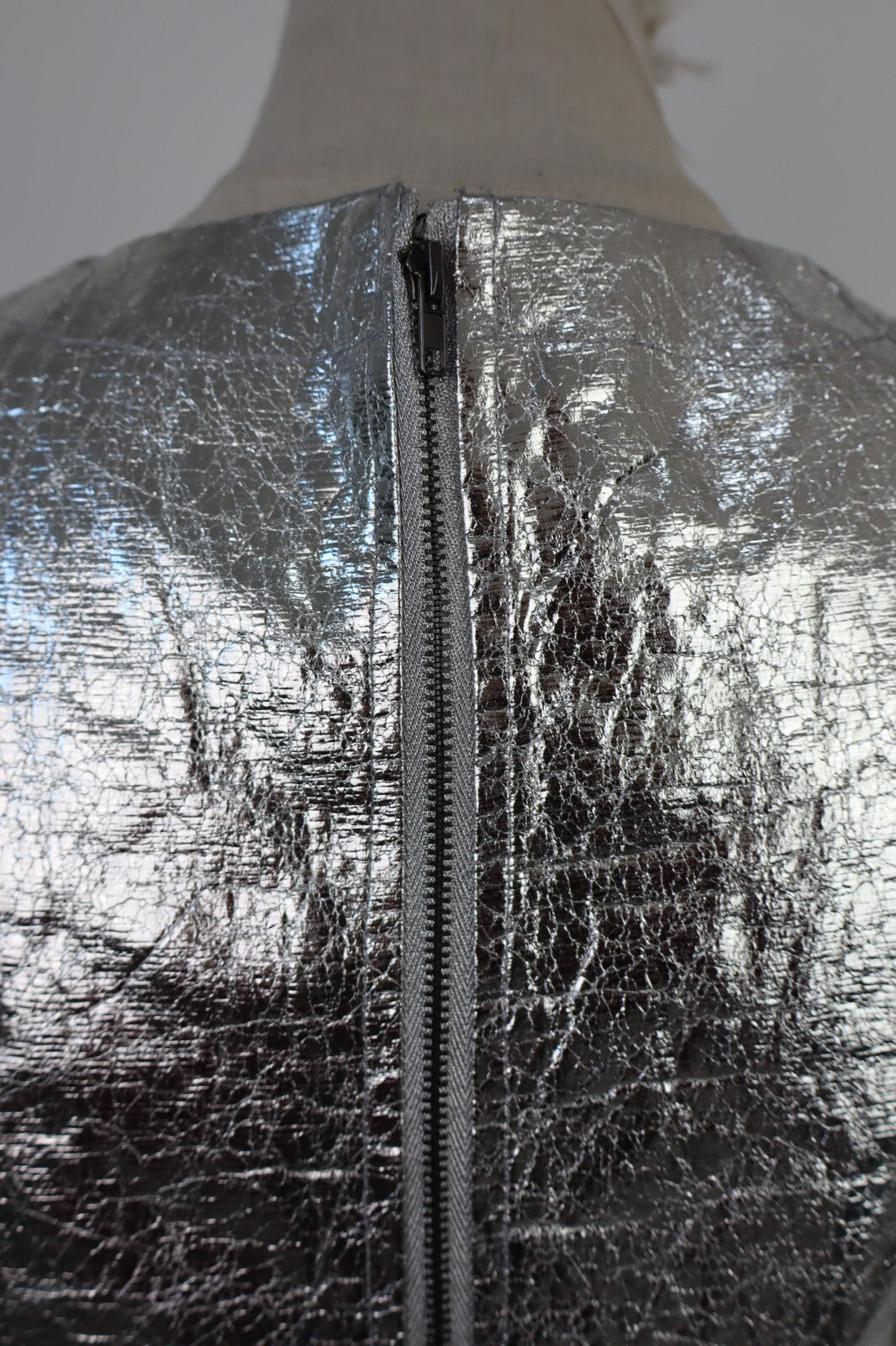 MAGLIA CROP TOP DONNA TG S T-SHIRT INDIE METALLIZZATO FUTURISTICO Y2K 2000'S