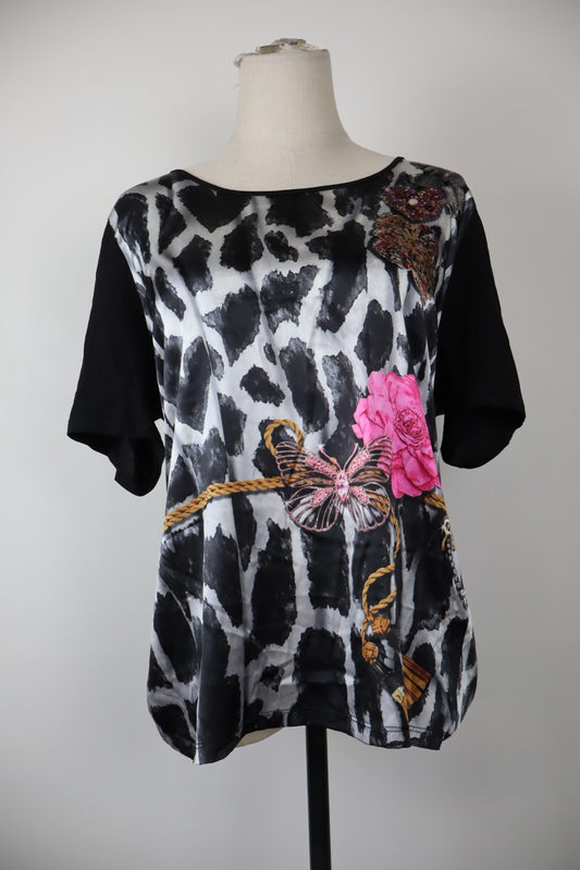 RENATO BALESTRA MAGLIA DONNA 50 WOMAN CASUAL VINTAGE T-SHIRT  TOP CANOTTA SETA