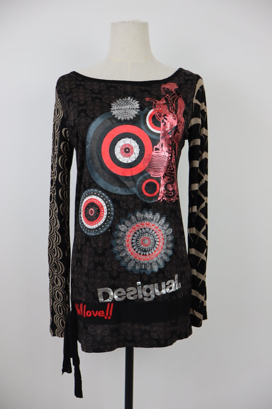 DESIGUAL MAGLIA DONNA TG. M WOMAN CASUAL VINTAGE T-SHIRT