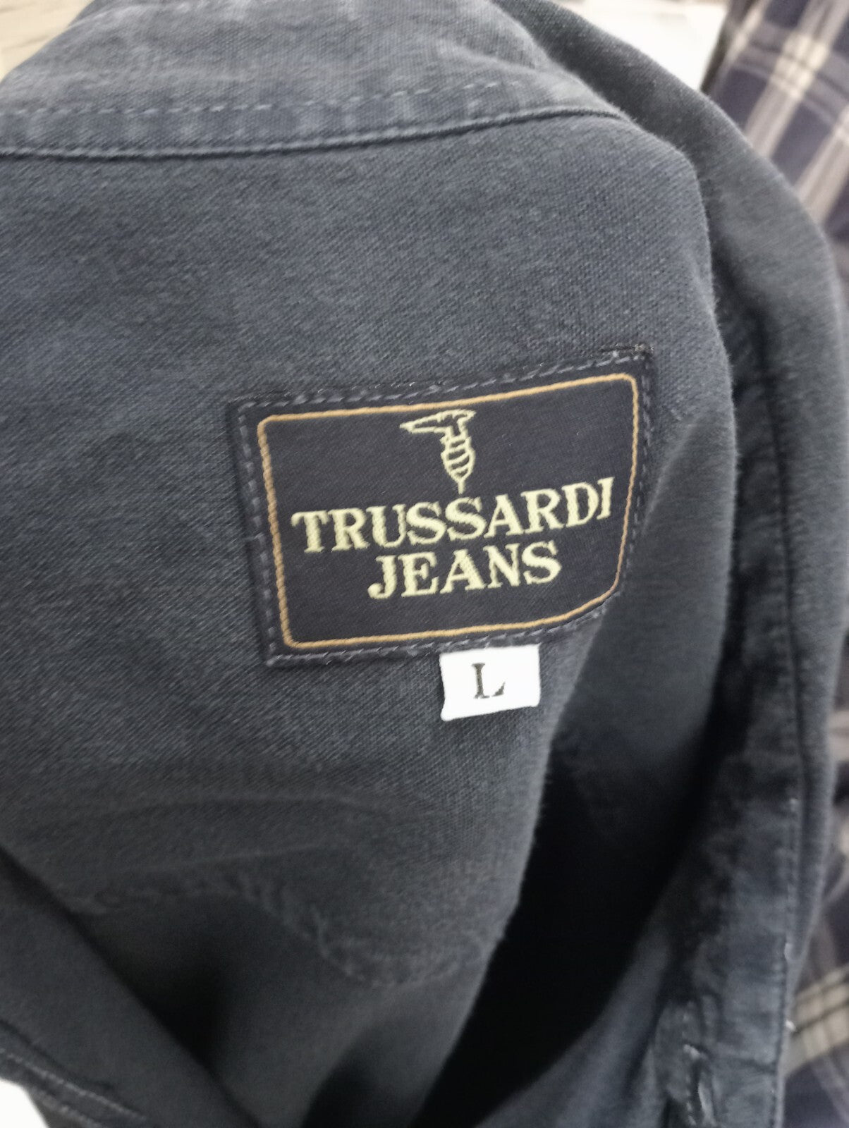 TRUSSARDI JEANS CAMICIA UOMO TG. L MAN CASUAL VINTAGE SHIRT COTONE ITALY