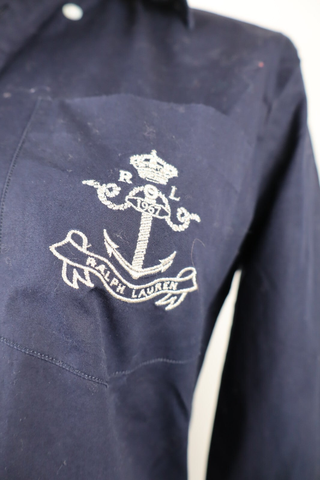 RALPH LAUREN CAMICIA DONNA 8 WOMAN SHIRT CASUAL VINTAGE COTONE COTTON BIG LOGO