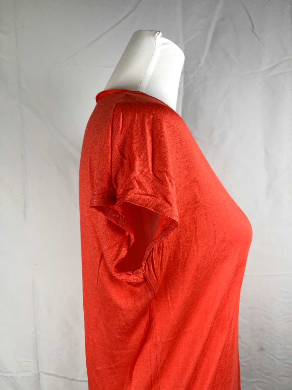 LACOSTE MAGLIA DONNA TG. 40 WOMAN CASUAL VINTAGE T-SHIRT MISTO LINO