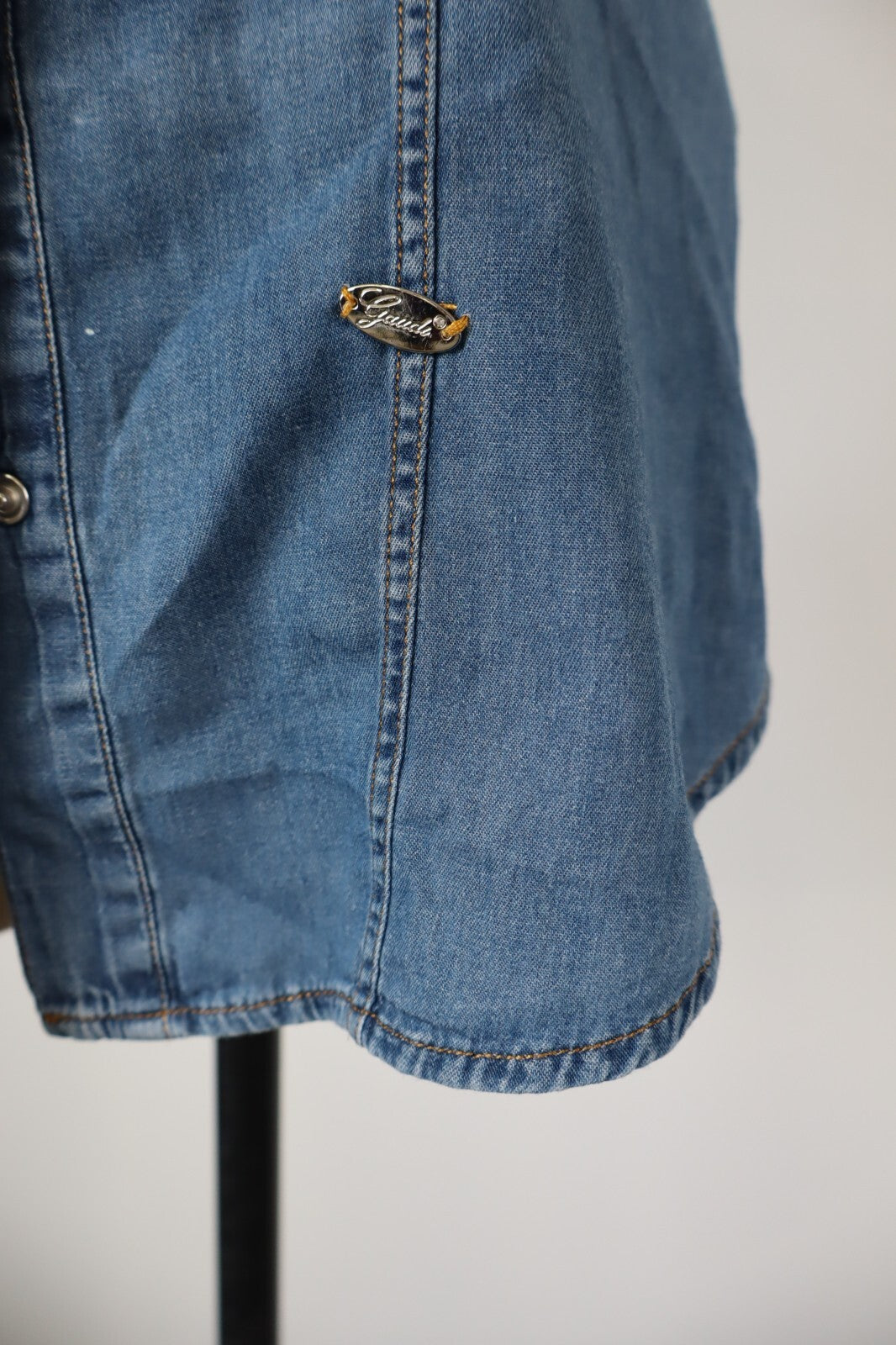 GAUDI JEANS CAMICIA SMANICATA DONNA  S WOMAN SHIRT CASUAL VINTAGE COTONE DENIM