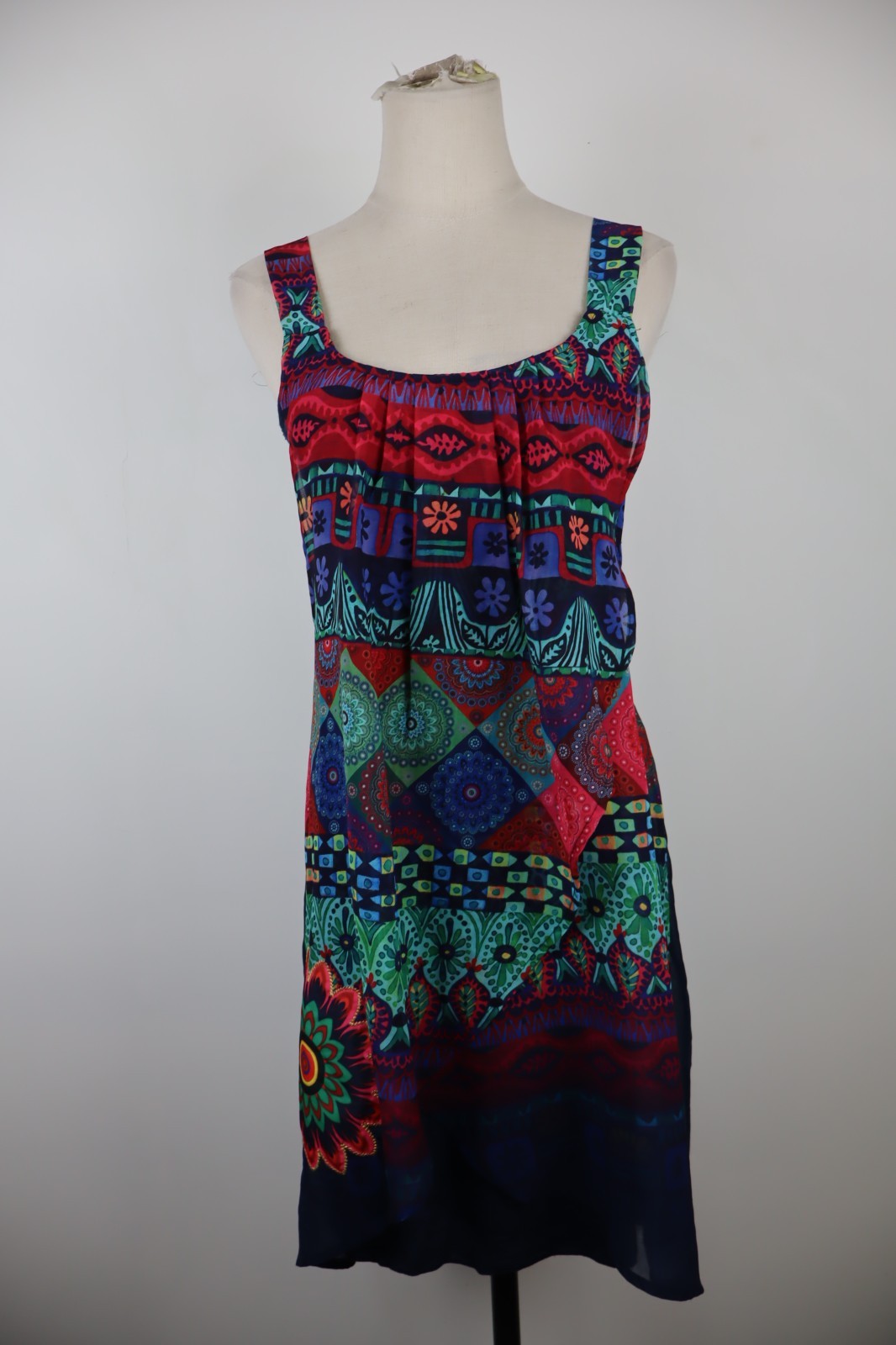 DESIGUAL VESTITO ABITO A BRETELLE DONNA TG 36 WOMAN CASUAL VINTAGE DRESS CANOTTA