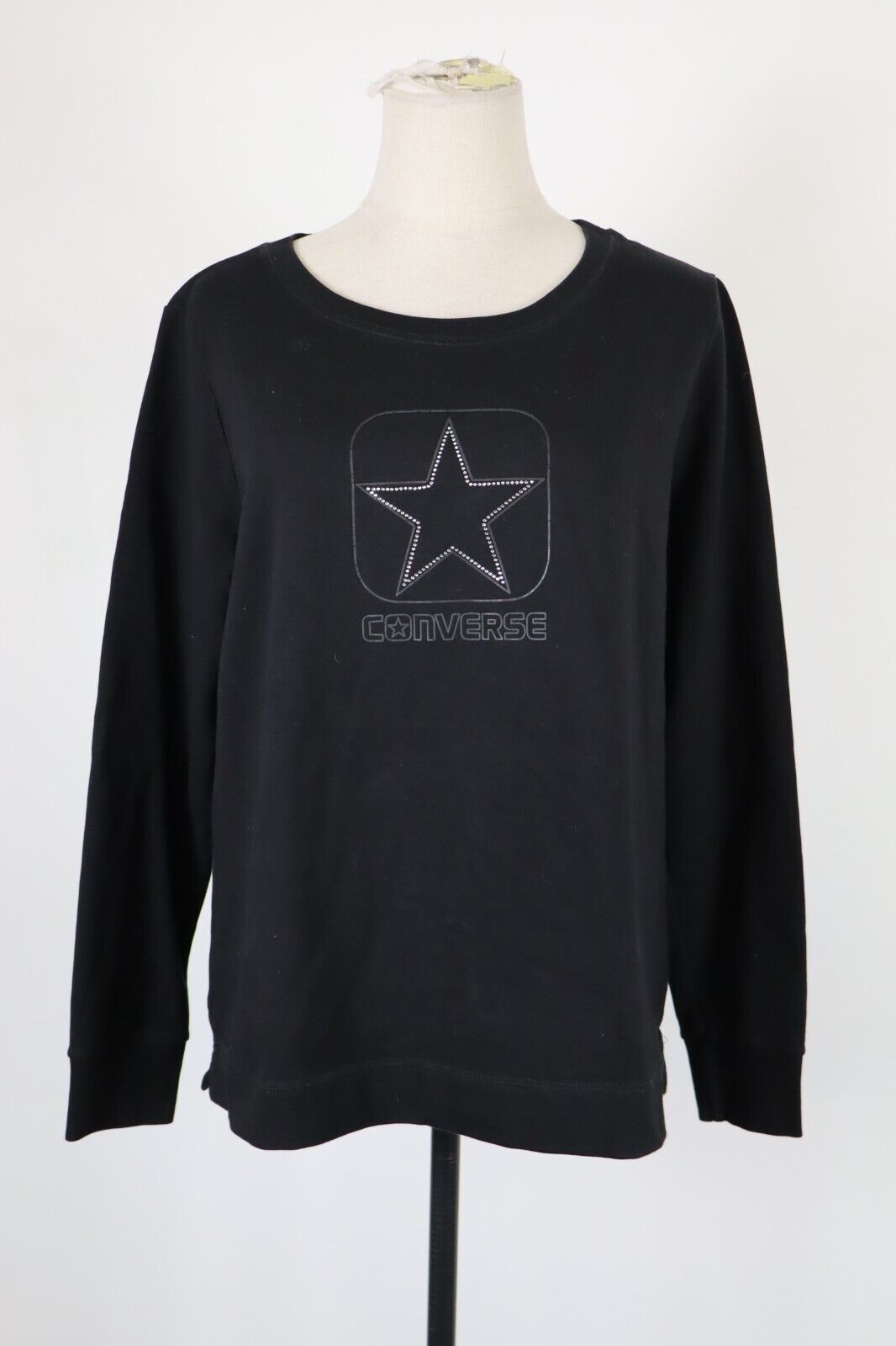 CONVERSE ALL STAR FELPA DONNA Tg L WOMAN CASUAL VINTAGE SPORT SWEATSHIRT COTONE