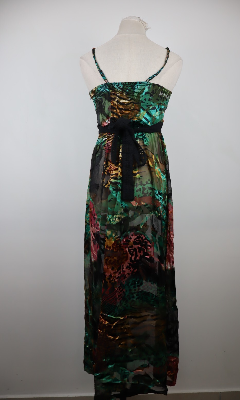 DESIGUAL VESTITO ABITO A BRETELLE DONNA TG. 38 WOMAN CASUAL VINTAGE DRESS FIOCCO