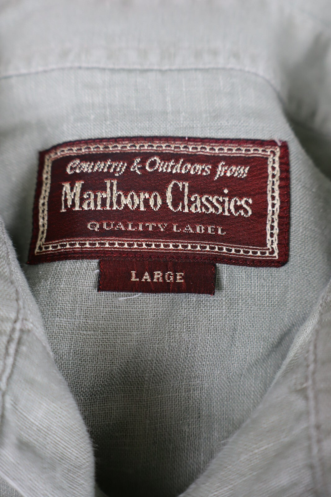 MARLBORO CLASSIC CAMICIA UOMO LINEN TG. L MAN CASUAL VINTAGE LINO SHIRT