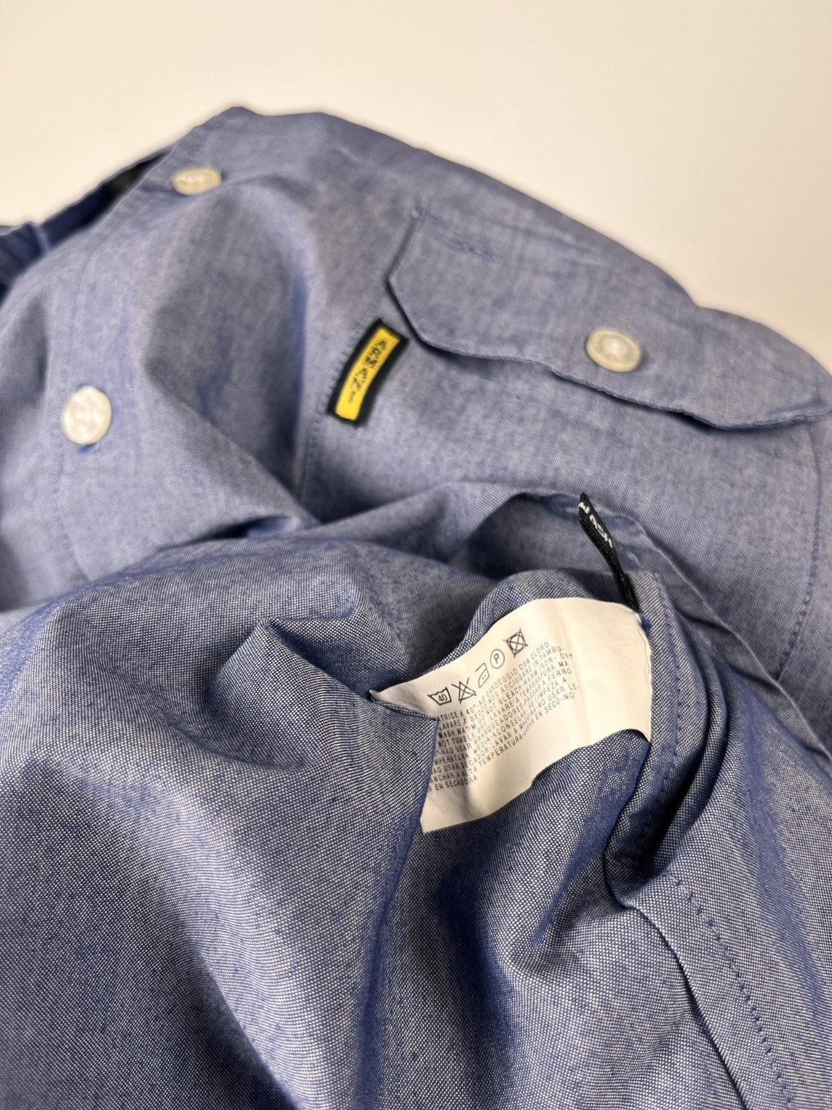 AJ ARMANI JEANS CAMICIA UOMO COTONE TG. M MAN CASUAL VINTAGE COTTON SHIRT TASCHE