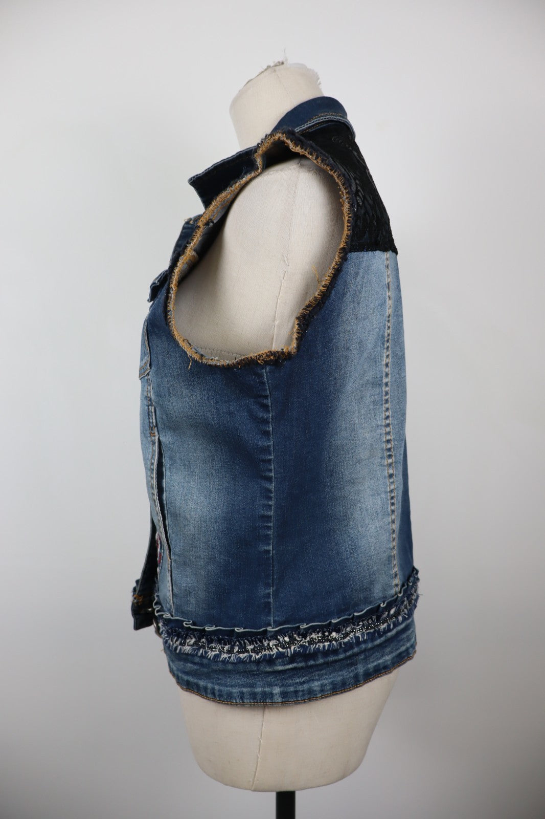 DESIGUAL JEANS GIUBBINO SMANICATO DONNA 38 WOMAN CASUAL JACKET COTONE DENIM