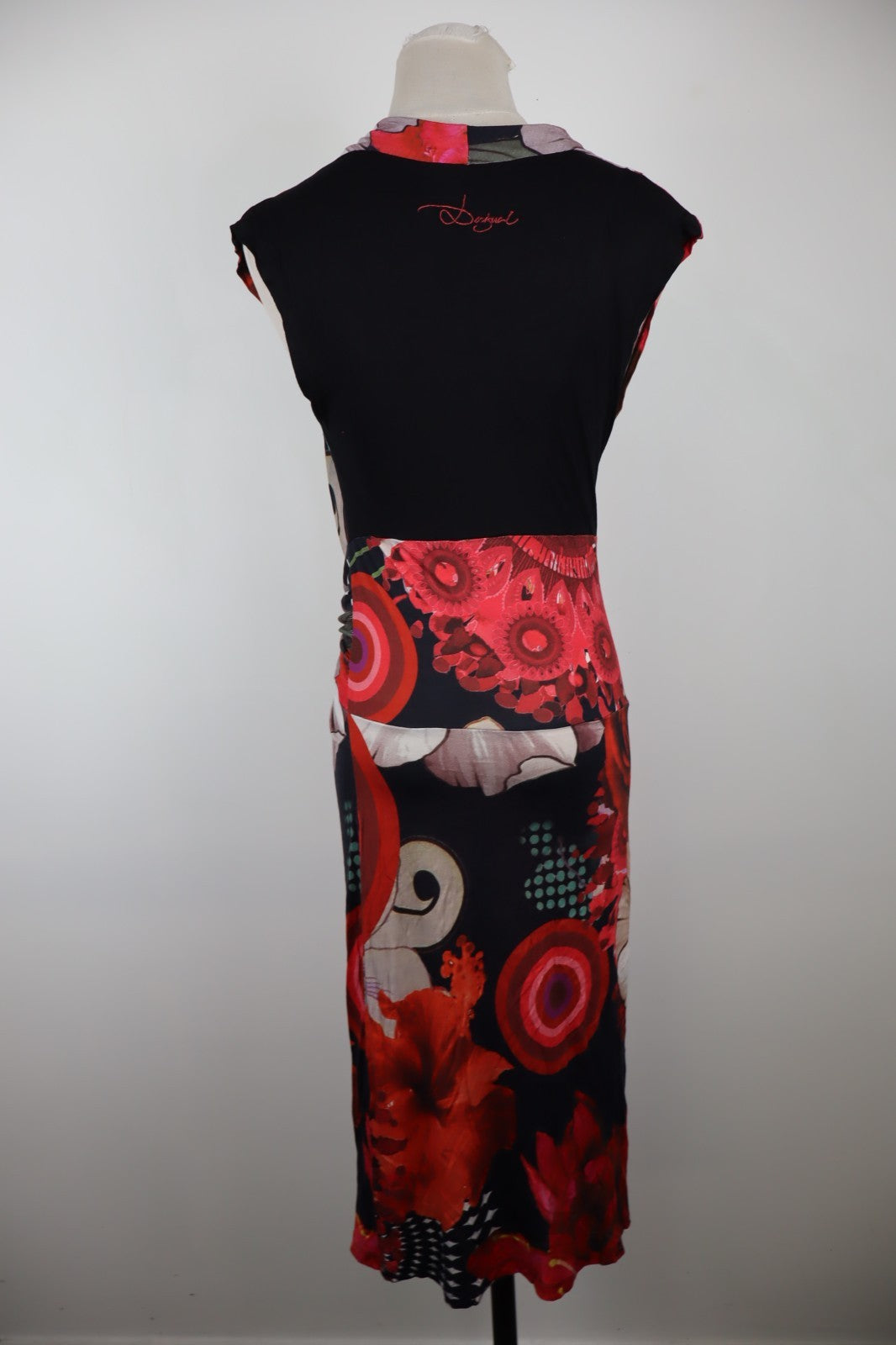 DESIGUAL VESTITO SMANICATO DONNA TG. M WOMAN CASUAL VINTAGE DRESS VISCOSA NODO