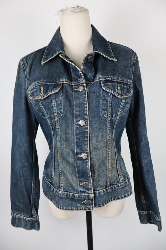 GAS JEANS GIUBBINO DONNA Tg. M WOMAN CASUAL JACKET COTONE COTTON DENIM VINTAGE