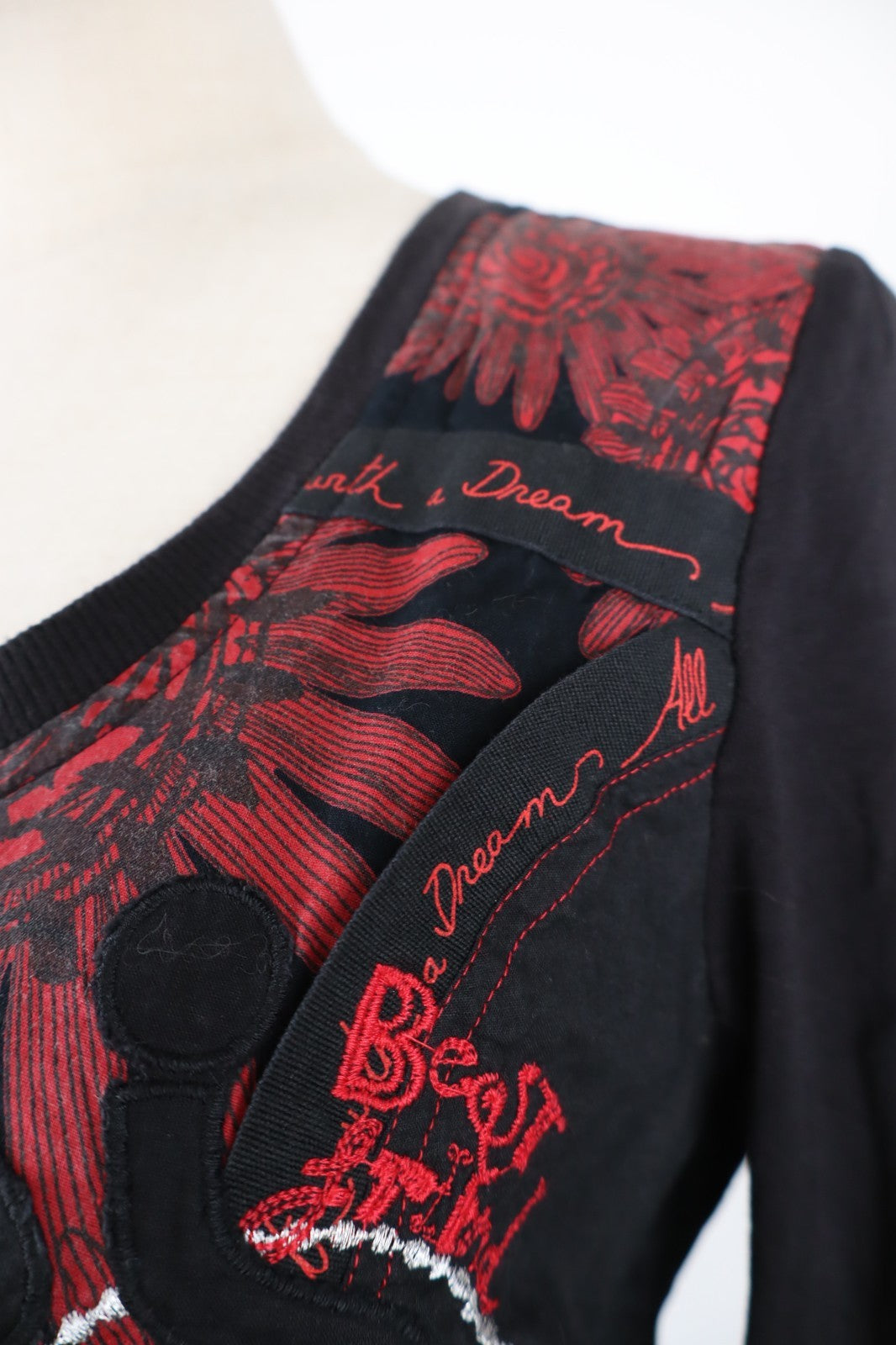 DESIGUAL VESTITO ABITO MANICHE A 3/4 DONNA TG 40 WOMAN CASUAL VINTAGE DRESS