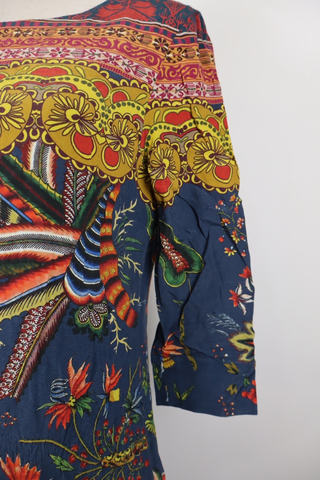 DESIGUAL VESTITO ABITO MANICA A 3/4 DONNA TG. 38  WOMAN CASUAL VINTAGE DRESS LOG