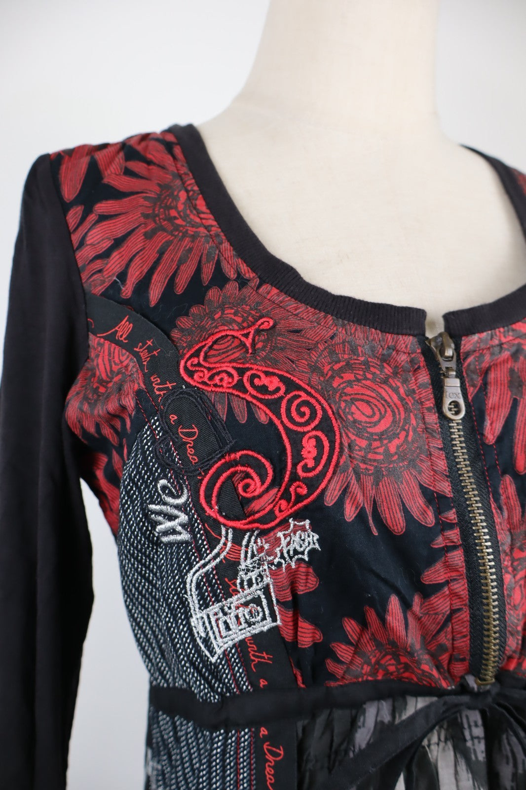 DESIGUAL VESTITO ABITO MANICHE A 3/4 DONNA TG 40 WOMAN CASUAL VINTAGE DRESS