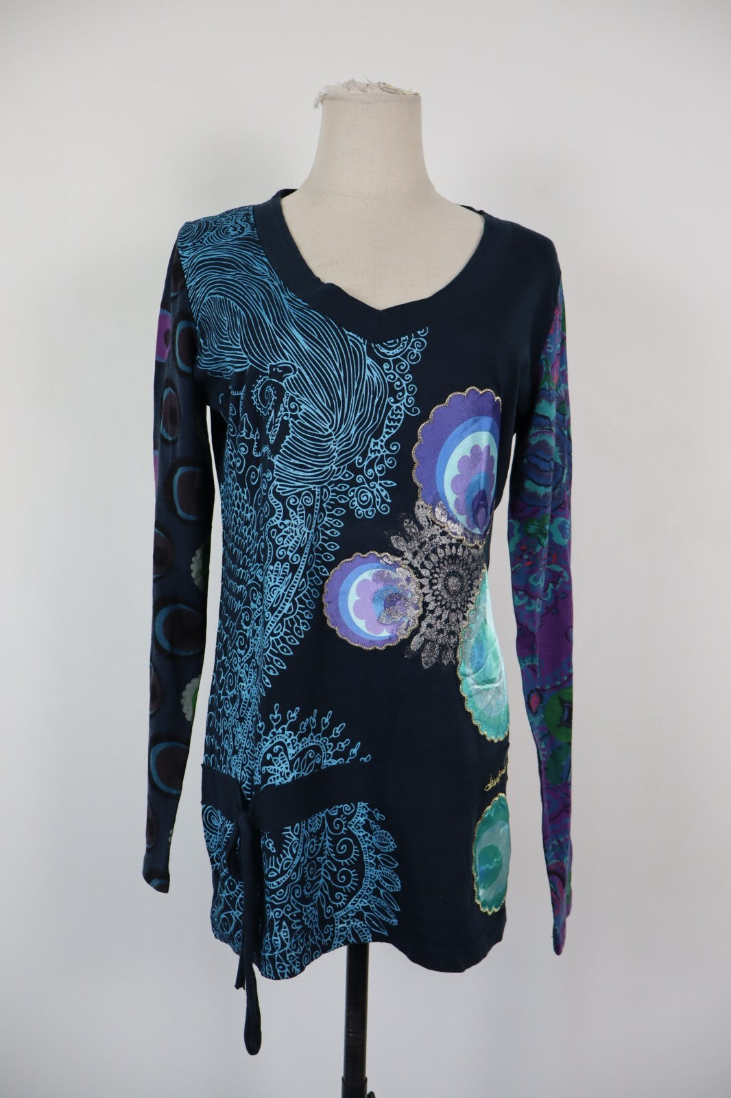 DESIGUAL MAGLIA DONNA TG. XL WOMAN CASUAL VINTAGE T-SHIRT TOP COTONE