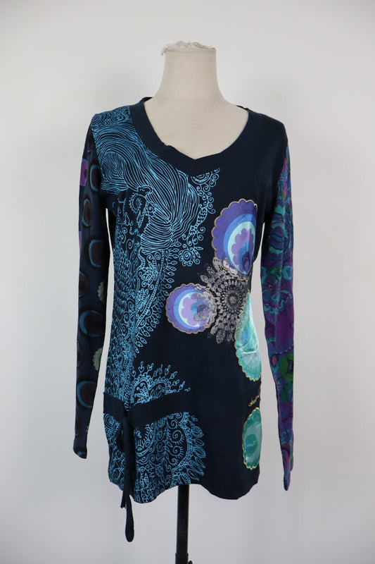 DESIGUAL MAGLIA DONNA TG. XL WOMAN CASUAL VINTAGE T-SHIRT TOP COTONE