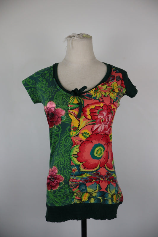 DESIGUAL MAGLIA COTONE DONNA TG. XS WOMAN CASUAL VINTAGE T-SHIRT COTTON