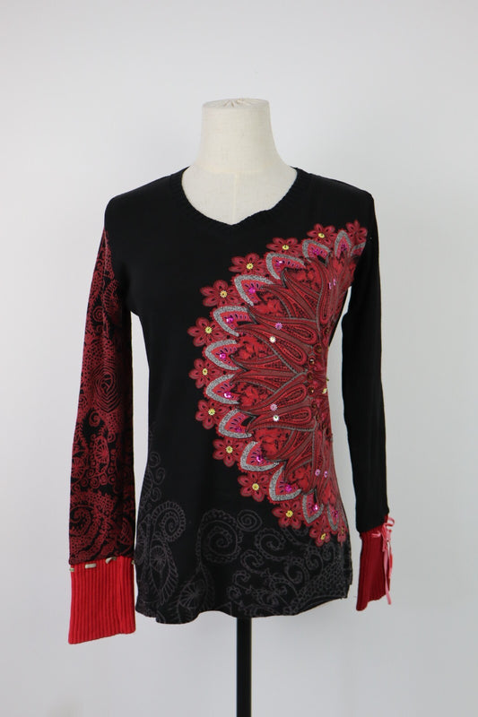 DESIGUAL MAGLIA DONNA TG. S WOMAN T-SHIRT CASUAL VINTAGE COTONE