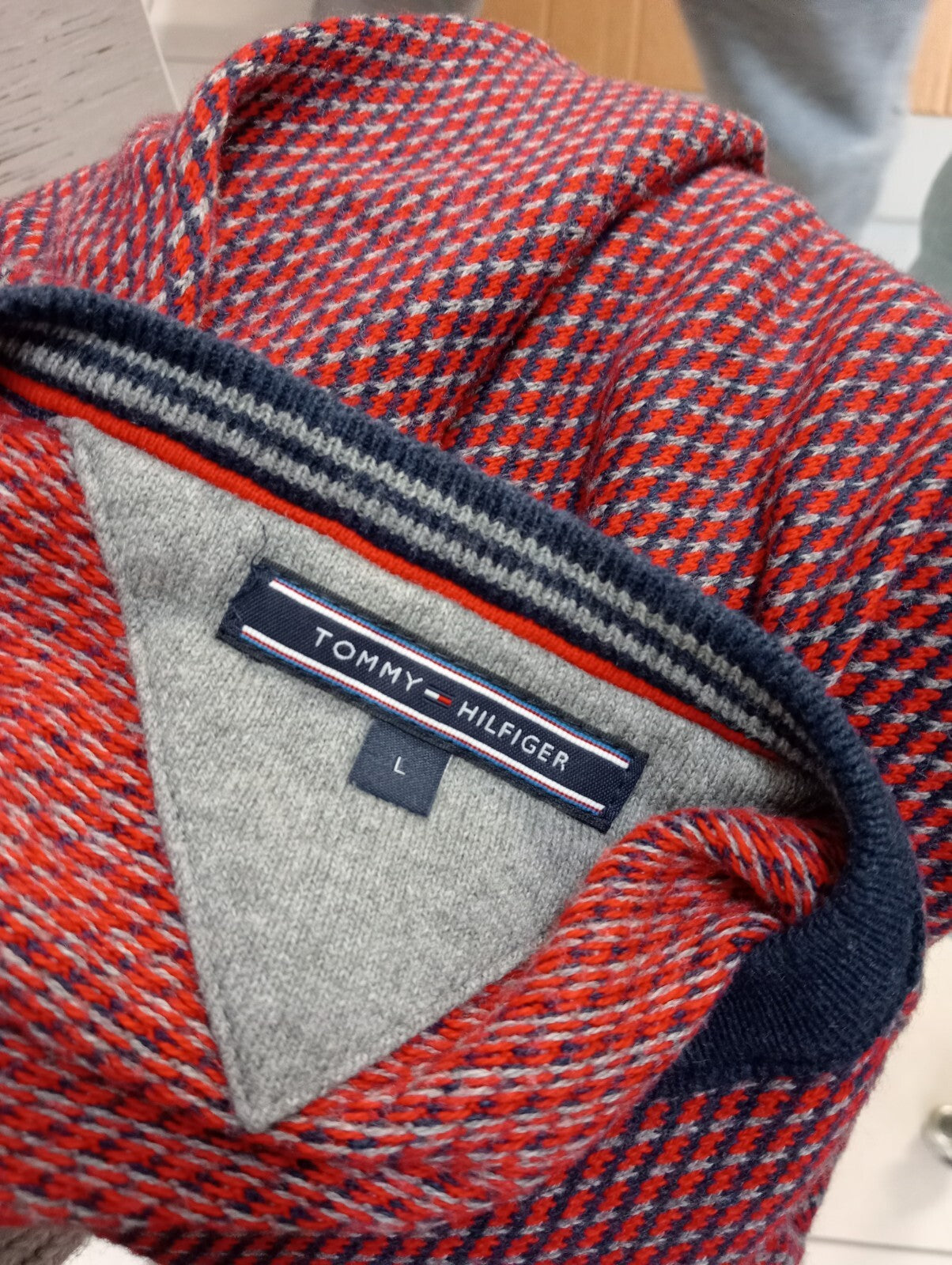 TOMMY HILFIGER MAGLIONE UOMO Tg. L MAN SWEATER CASUAL VINTAGE COTONE CASHMERE