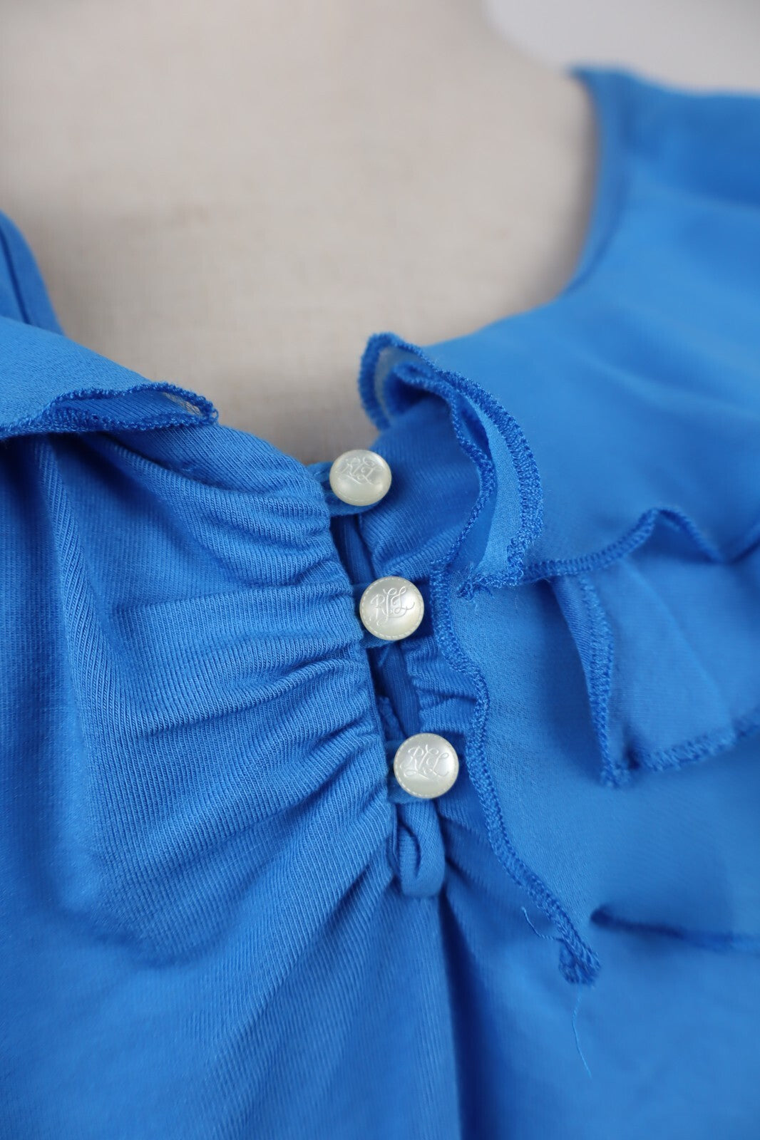 RALPH LAUREN MAGLIA SMANICATA TOP DONNA TG. XL WOMAN SHIRT CASUAL VINTAGE BLU