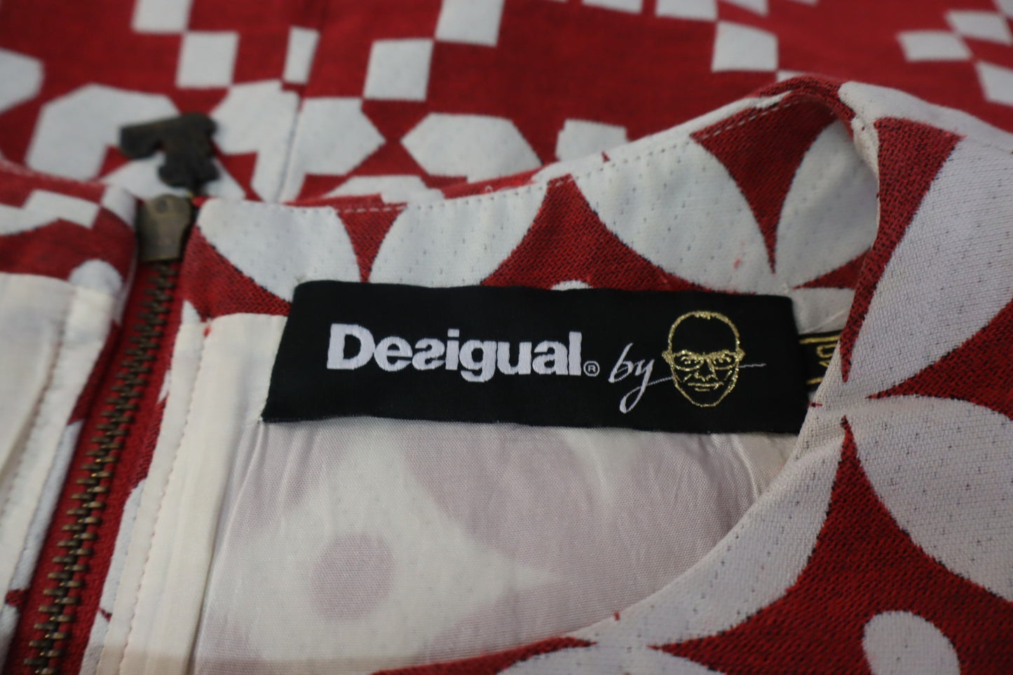 DESIGUAL VESTITO DONNA TG. 40 WOMAN CASUAL VINTAGE DRESS ABITO CERNIERA LOGO