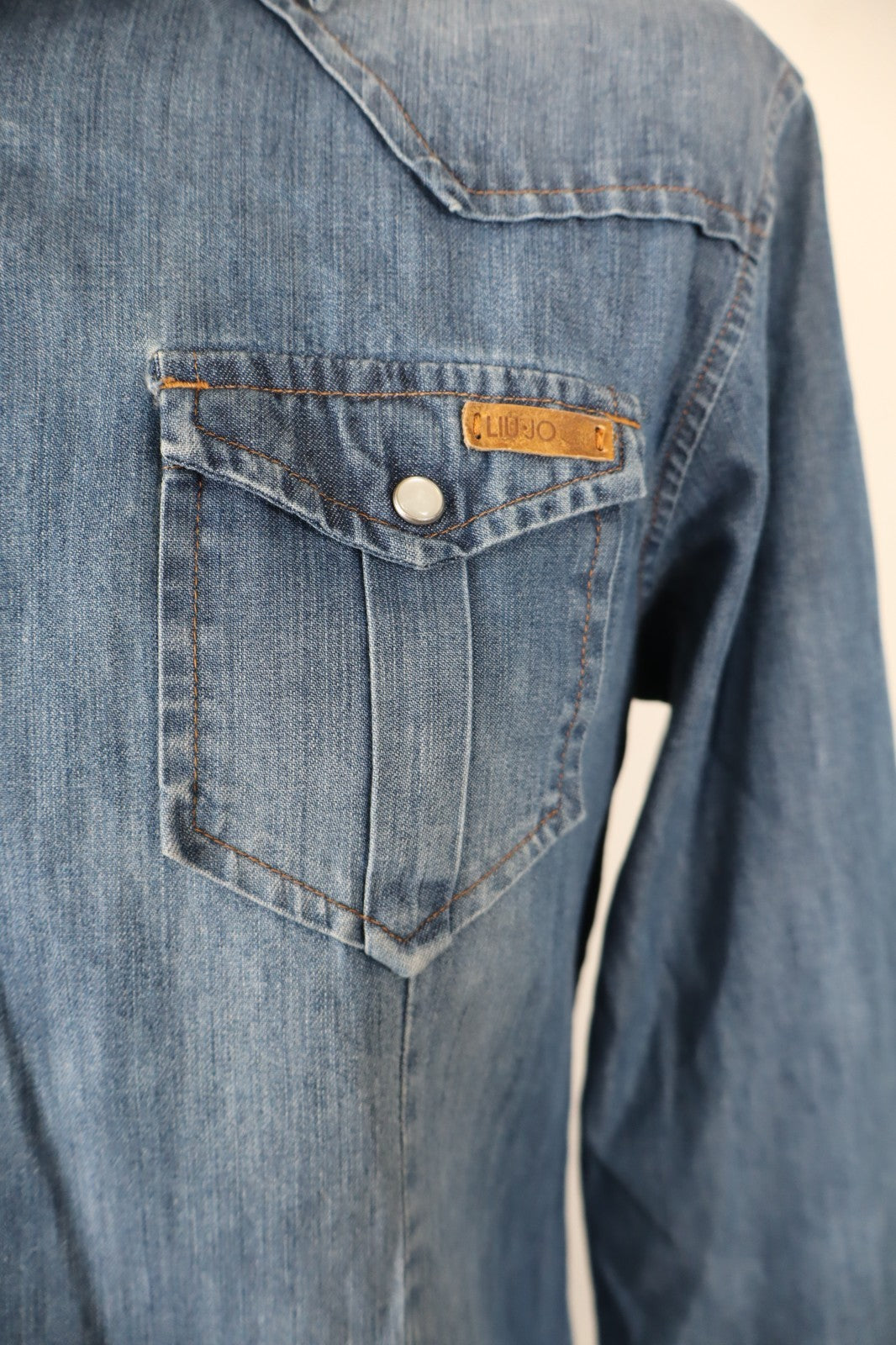 LIU JO JEANS CAMICIA COTONE UOMO TG. L MAN CASUAL VINTAGE SHIRT DENIM