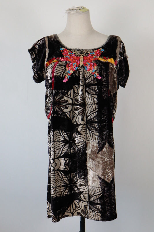 CUSTO BARCELONA VESTITO DONNA TG 40 WOMAN CASUAL VINTAGE DRESS SETA