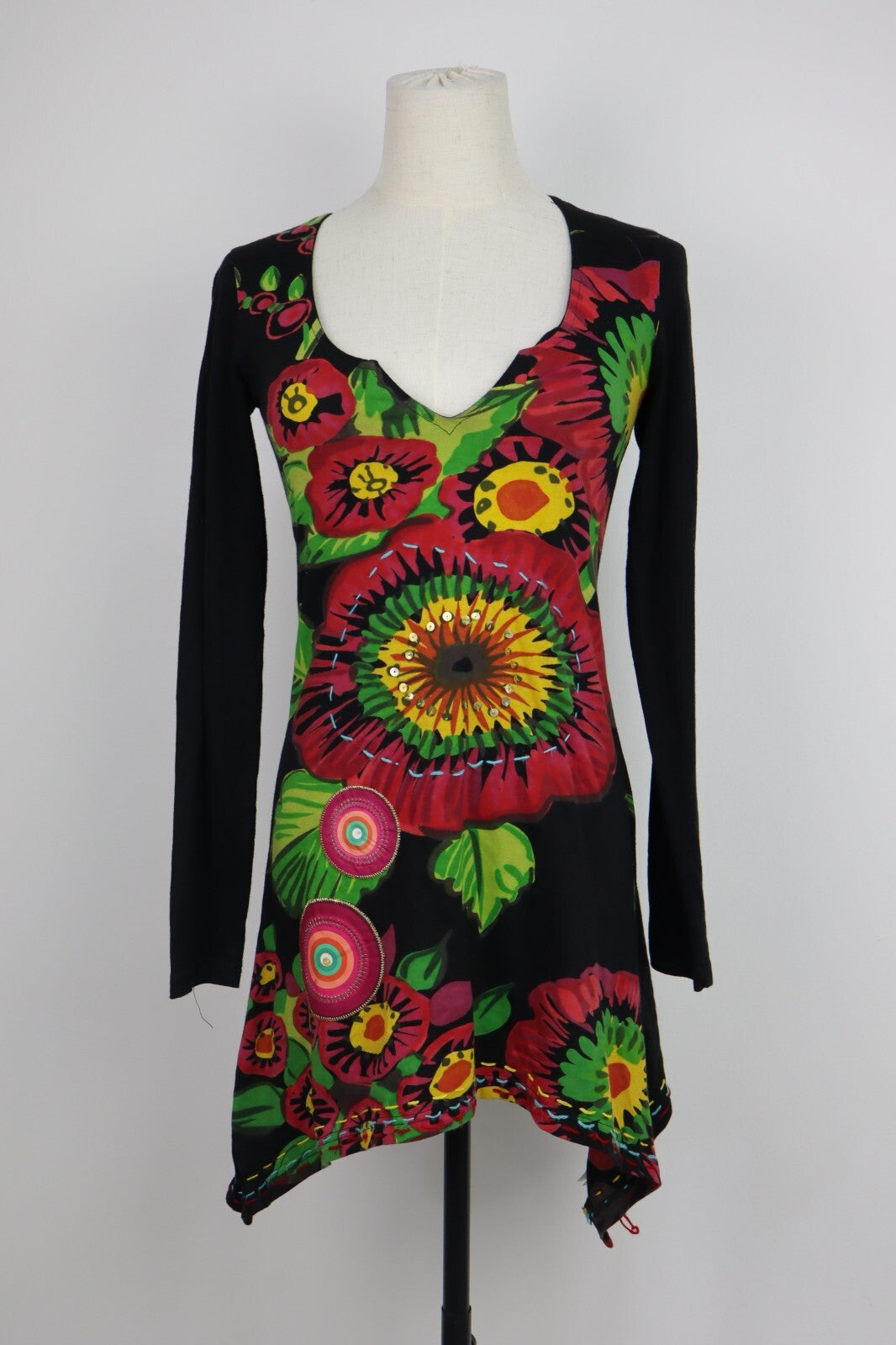 DESIGUAL VESTITO ABITO DONNA TG. XS WOMAN CASUAL VINTAGE DRESS
